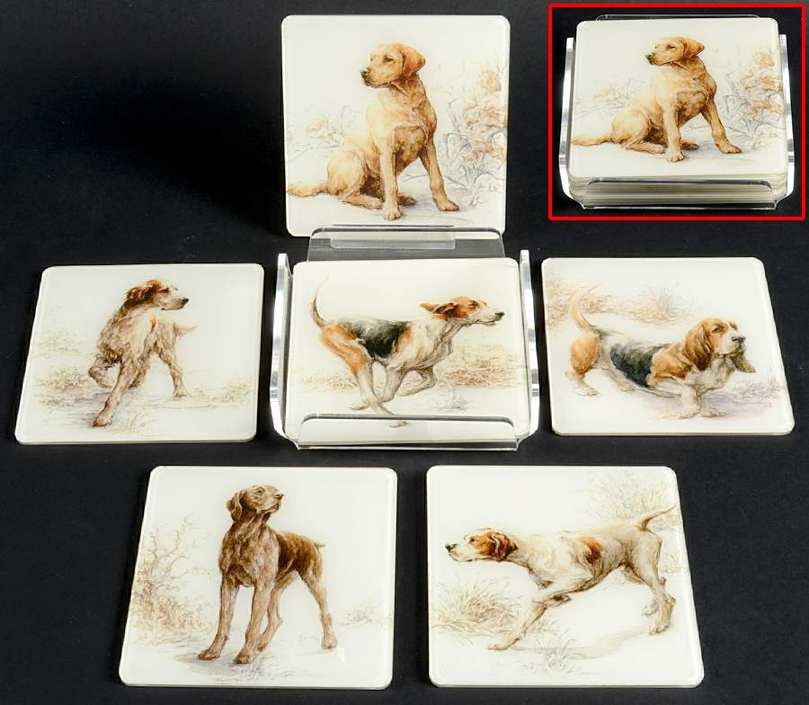 Sologne Acrylic Coasters - Set of 6 & Holder by Faiencerie De Gien-1