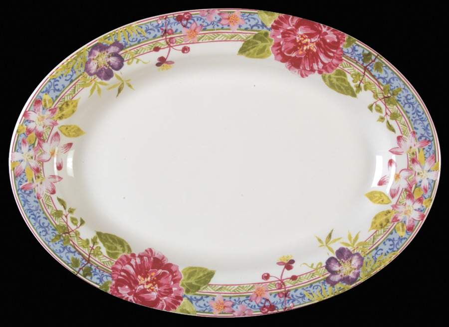 Millefleurs 14" Oval Serving Platter by Faiencerie De Gien-1