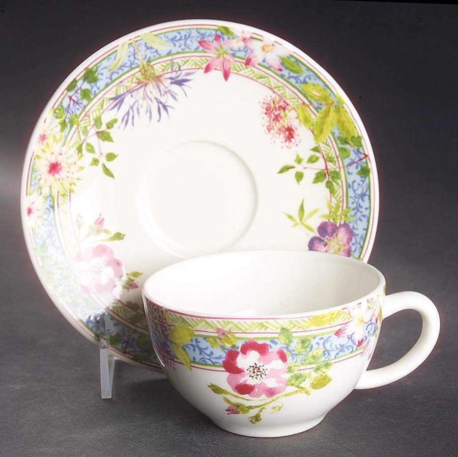 Millefleurs Flat Cup & Saucer Set by Faiencerie De Gien-1
