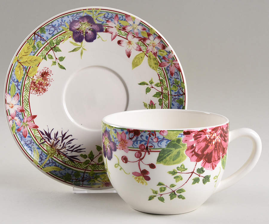 Millefleurs Jumbo Cup & Saucer Set by Faiencerie De Gien-1