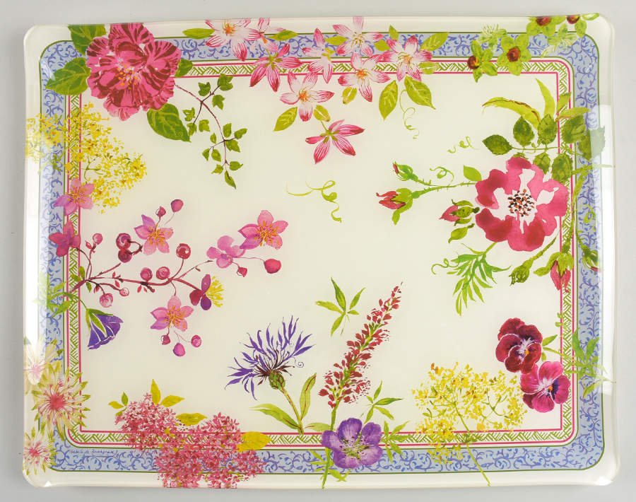 Millefleurs 18" Acrylic Rectangular Tray by Faiencerie De Gien-1