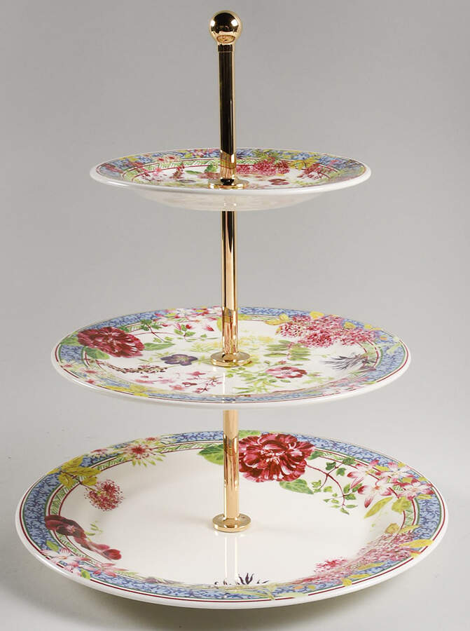Millefleurs 3-Tiered Serving Tray (DP, SP, BB) by Faiencerie De Gien-1