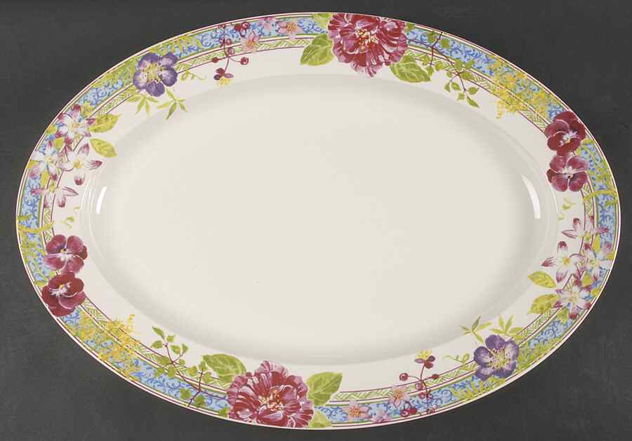 Millefleurs 18" Oval Serving Platter by Faiencerie De Gien-1