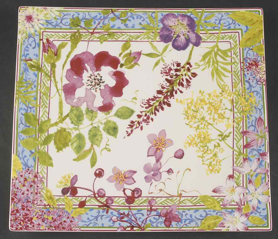 Millefleurs 11" Square Serving Platter by Faiencerie De Gien-1