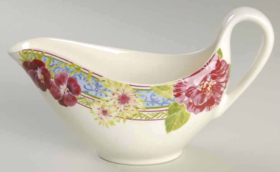 Millefleurs Open Sauce Boat by Faiencerie De Gien-1