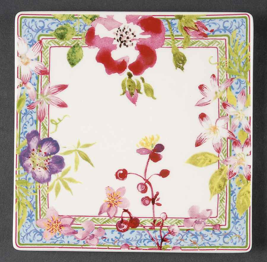 Millefleurs Small Square Plate by Faiencerie De Gien-1