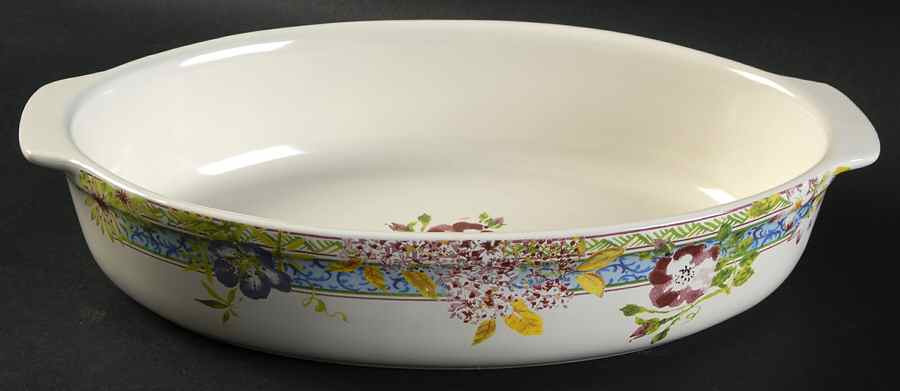 Millefleurs 9" Oval Baker by Faiencerie De Gien-1