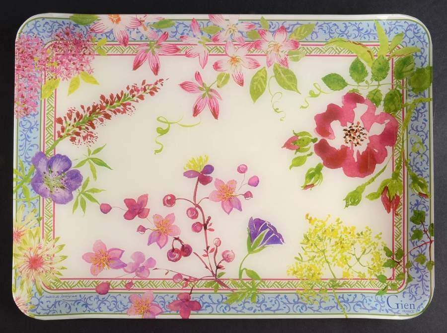 Millefleurs 12" Acrylic Rectangular Tray by Faiencerie De Gien-1