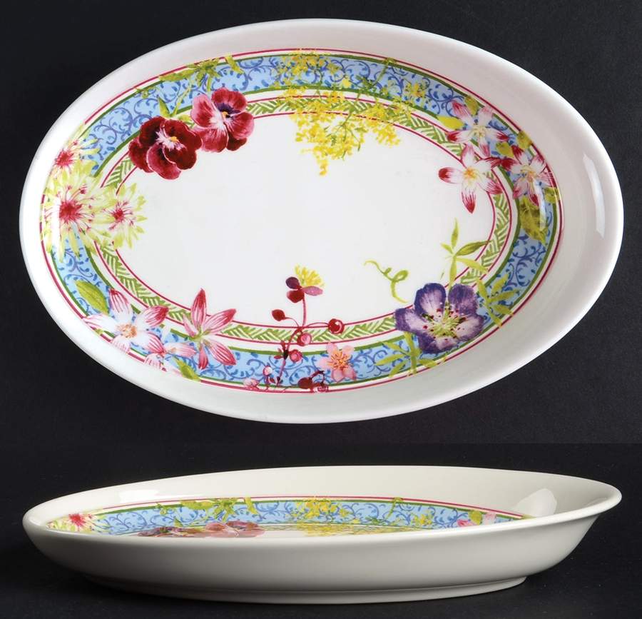 Millefleurs 8" Oval Tray by Faiencerie De Gien-1
