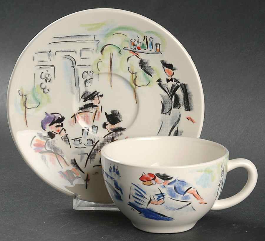 Joli Paris Flat Cup & Saucer Set by Faiencerie De Gien-1