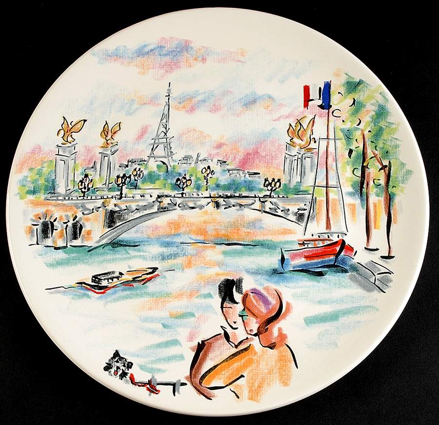 Joli Paris Cake Plate by Faiencerie De Gien-1
