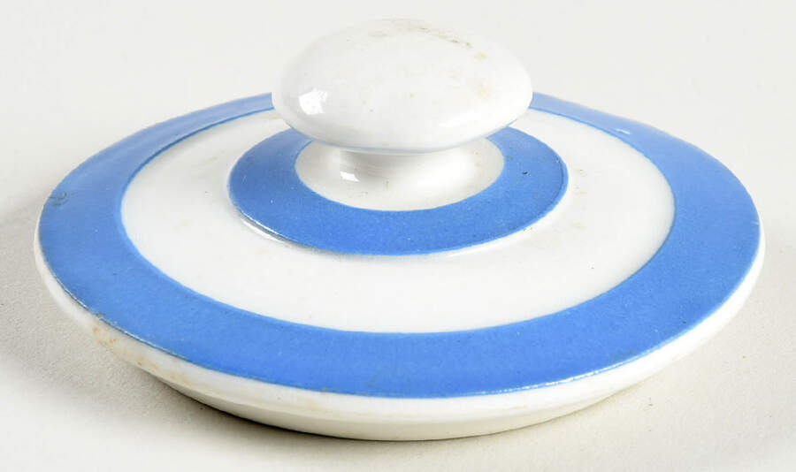 Cornish Blue White (Shield and TG Green Stamp) Lid for Tea Canister by T G Green (England)-1