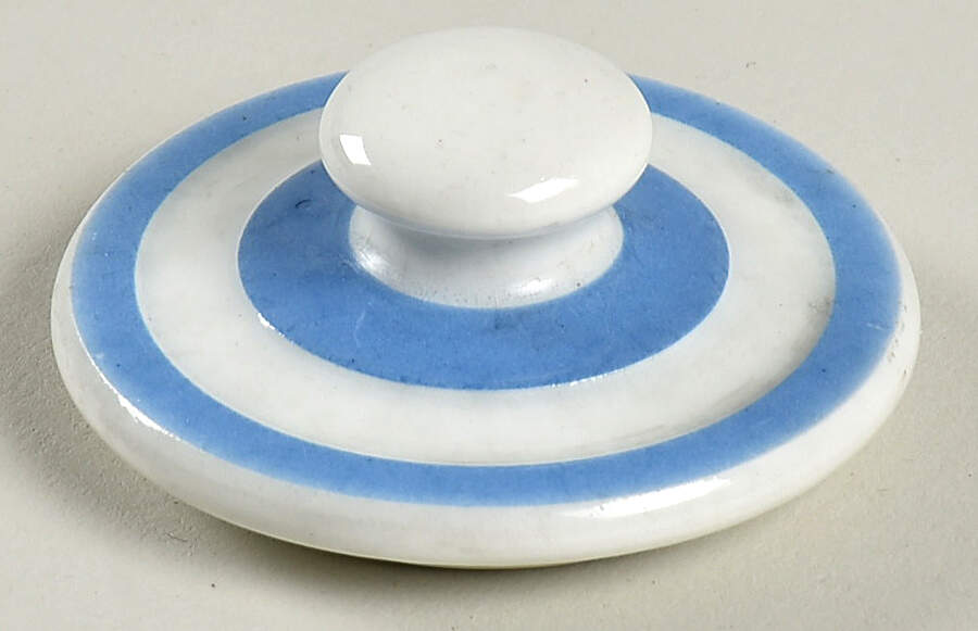 Cornish Blue White (Shield and TG Green Stamp) Lid for 4" Storage Jar by T G Green (England)-1