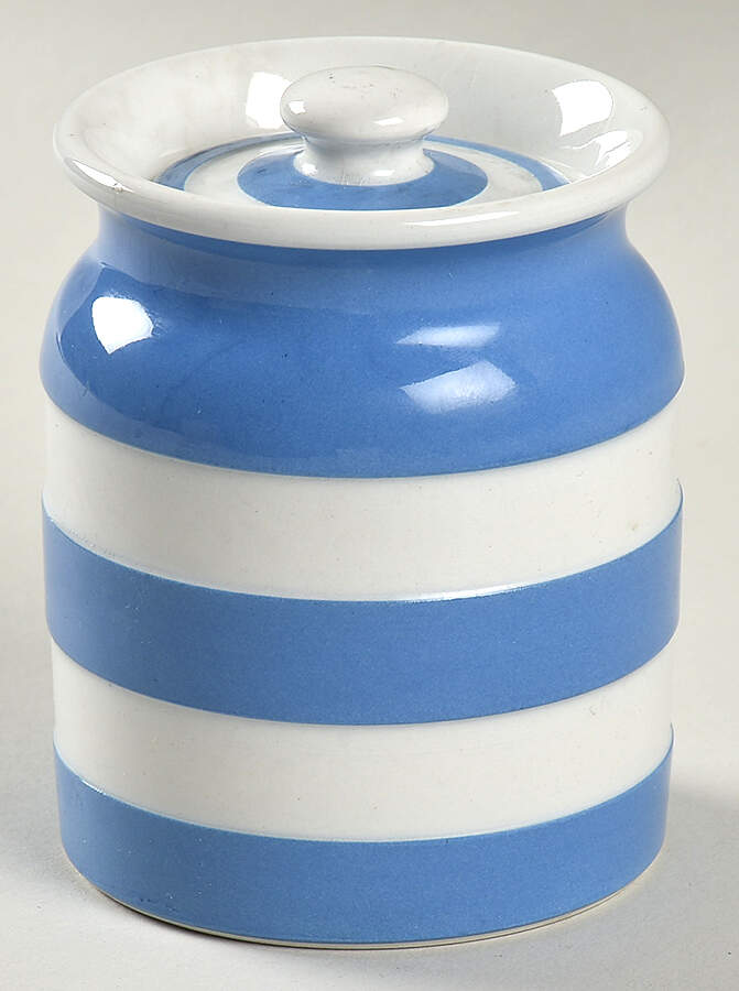 Cornish Blue White (Shield and TG Green Stamp) 4" Storage Jar & Lid by T G Green (England)-1