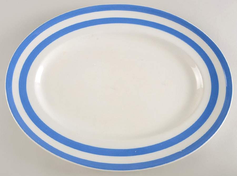 Cornish Blue White (Shield and TG Green Stamp) 14" Oval Serving Platter by T G Green (England)-1