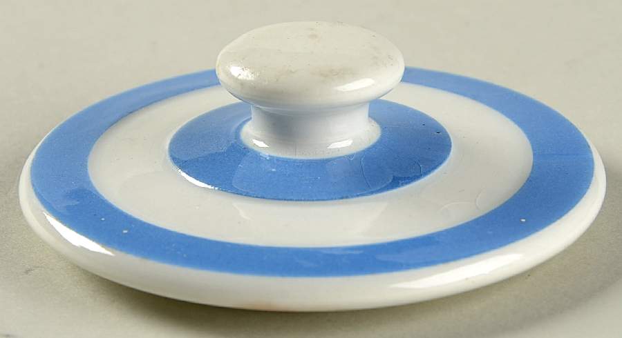 Cornish Blue White (Shield and TG Green Stamp) Lid for Rice Canister by T G Green (England)-1