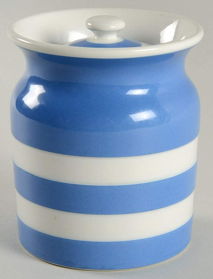 Cornish Blue White (Shield and TG Green Stamp) 4" Storage Jar & Lid by T G Green (England)-1