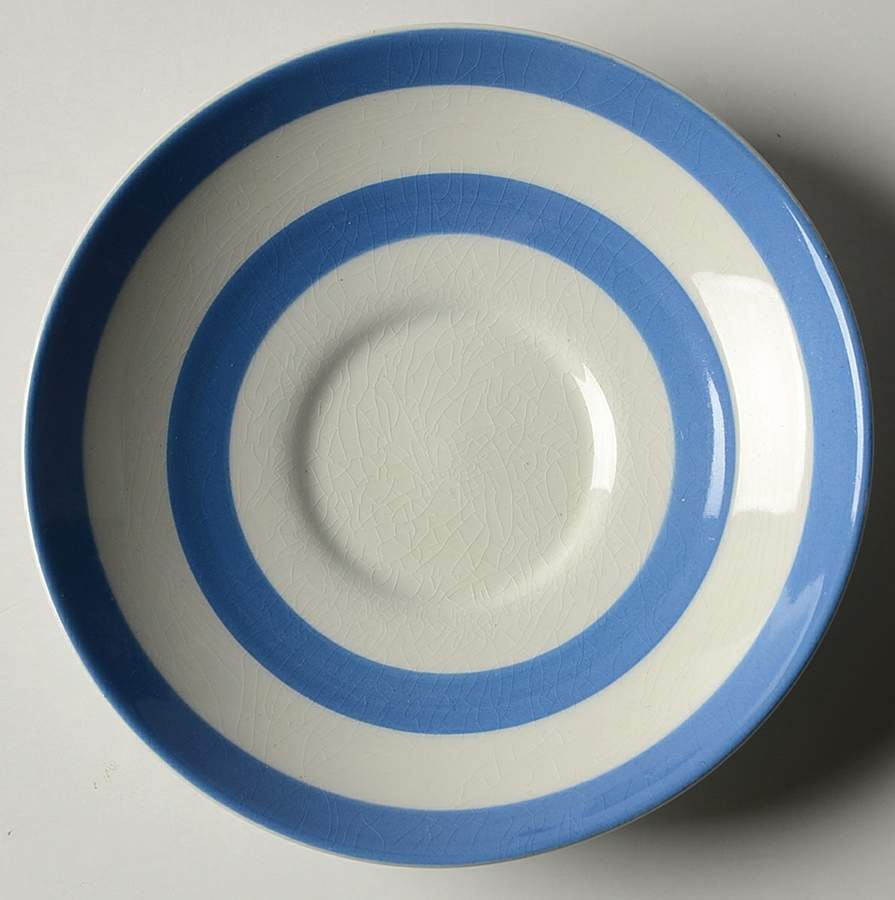 Cornish Blue White (Shield and TG Green Stamp) Saucer for Flat Cup by T G Green (England)-1