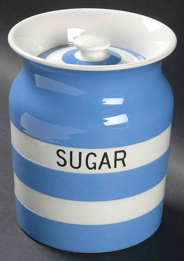 Cornish Blue White (Shield and TG Green Stamp) Sugar Canister & Lid by T G Green (England)-1