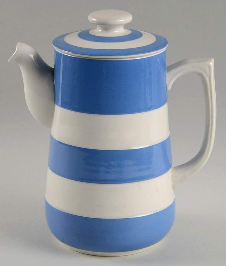Cornish Blue White (Shield and TG Green) Coffee Pot & Lid by T G Green (England)-1