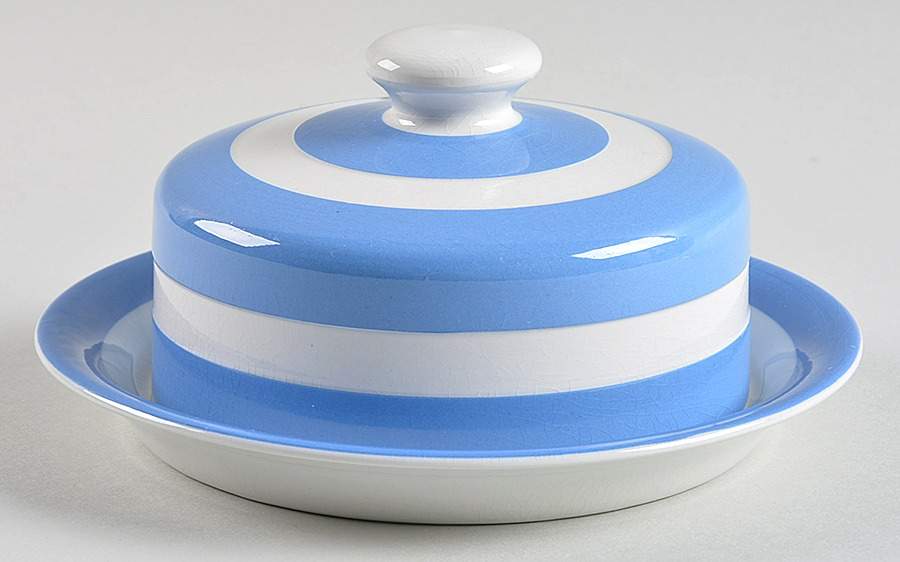 Cornish Blue White (Shield and TG Green Stamp) Round Covered Butter by T G Green (England)-1