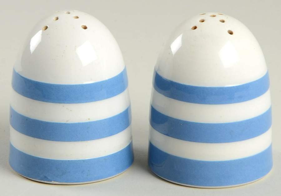 Cornish Blue White (Shield and TG Green Stamp) Salt & Pepper Set by T G Green (England)-1