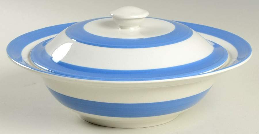 Cornish Blue White (Shield and TG Green Stamp) Round Covered Vegetable by T G Green (England)-1