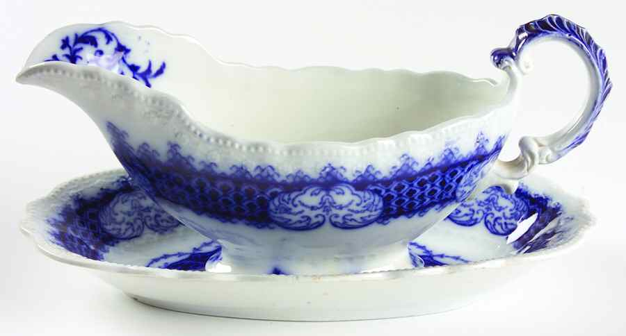 Marlborough (No Gold Band) Gravy Boat & Underplate/Relish by Grindley-1