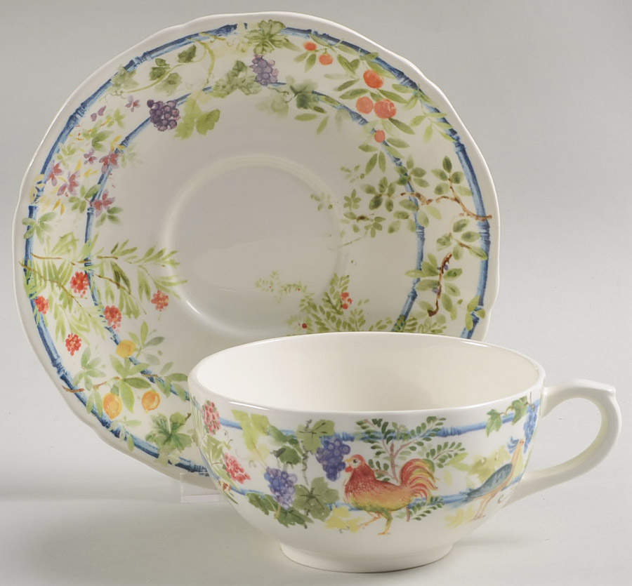 Villa Medicis Breakfast Cup & Saucer Set by Faiencerie De Gien-1