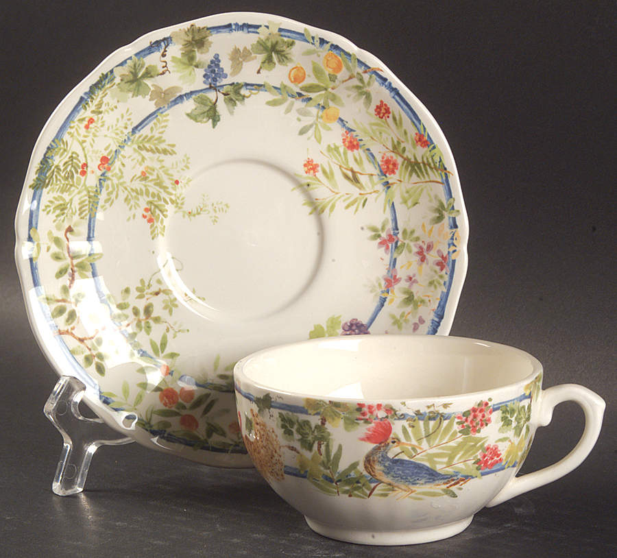 Villa Medicis Flat Cup & Saucer Set by Faiencerie De Gien-1