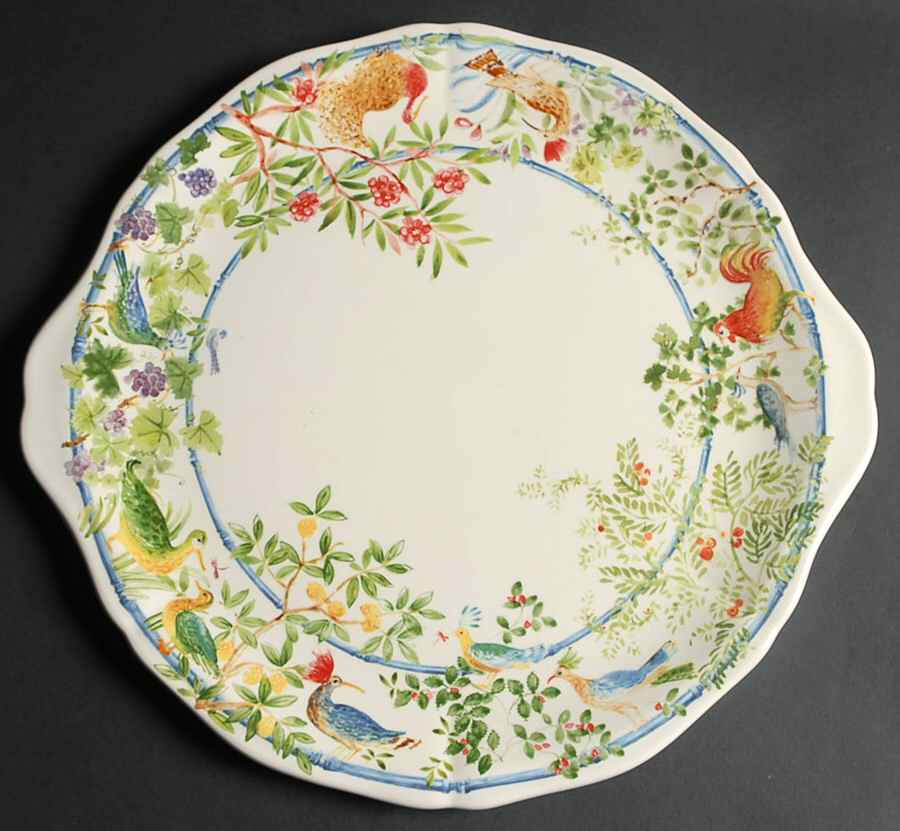 Villa Medicis Handled Cake Plate by Faiencerie De Gien-1