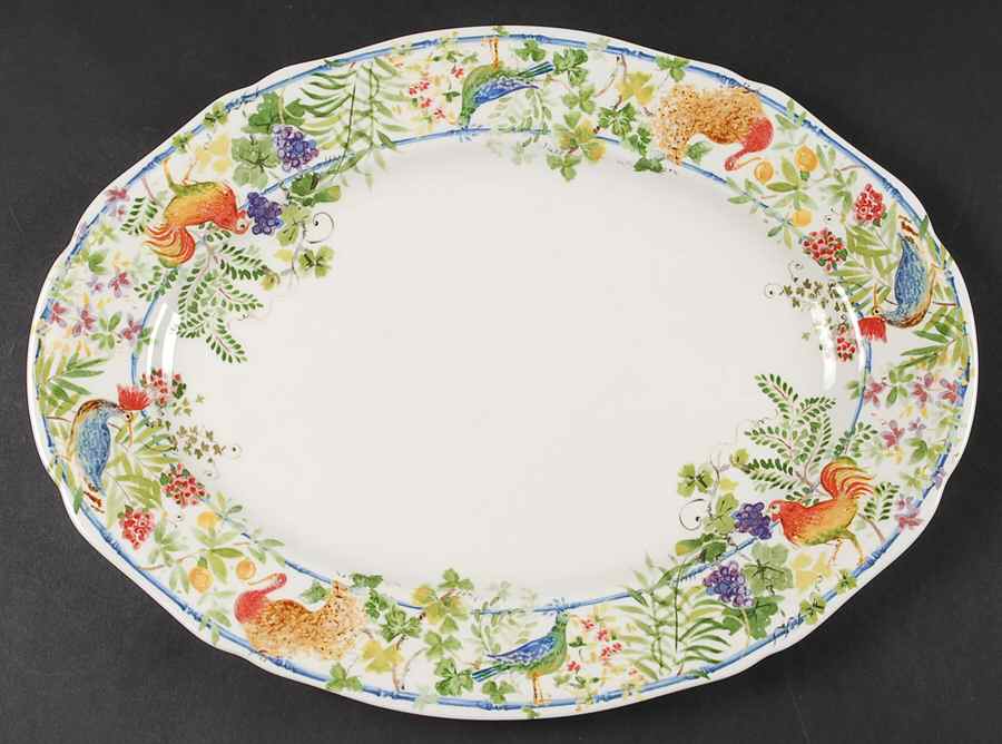 Villa Medicis 15" Oval Serving Platter by Faiencerie De Gien-1