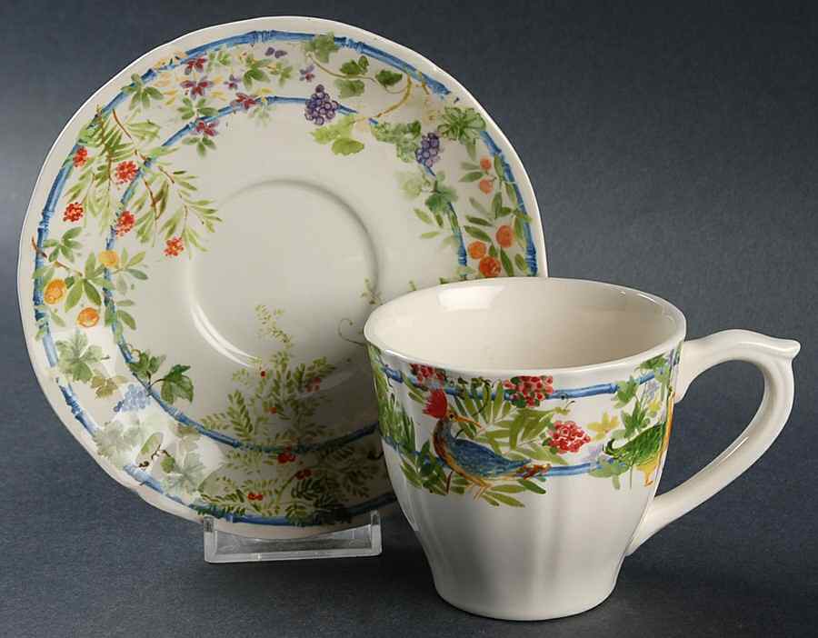 Villa Medicis Flat Cup & Saucer Set by Faiencerie De Gien-1