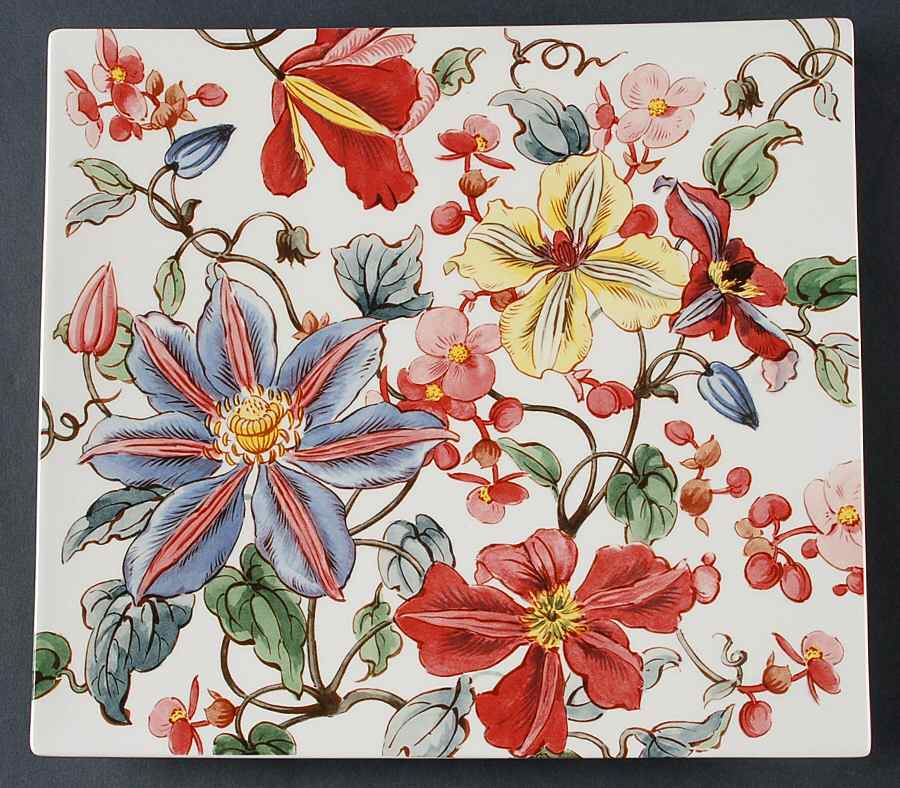 Clematis 11" Square Serving Platter by Faiencerie De Gien-1