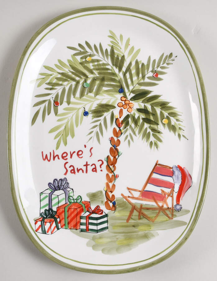 Palm Court Christmas 12" Oval Serving Platter by Gibson Designs-1