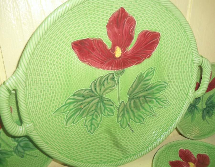 2207 Green Handled Cake Plate by Leon D Bloch-1