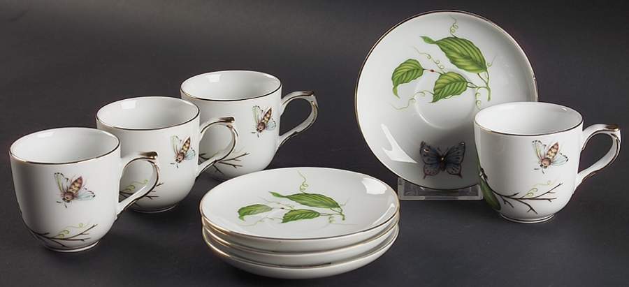 Jardin Flat Demitasse Cup & Saucer Set - Set of 4 by Godinger-1
