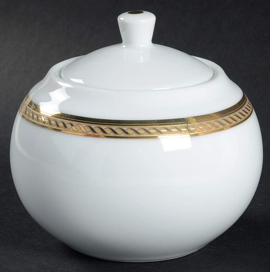 Warwick Gold Sugar Bowl & Lid by Gorham-1