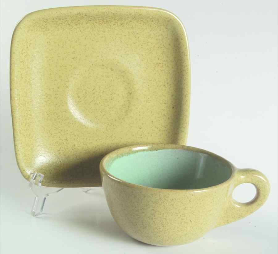 Mustard Flat Cup & Saucer Set by Glidden-1