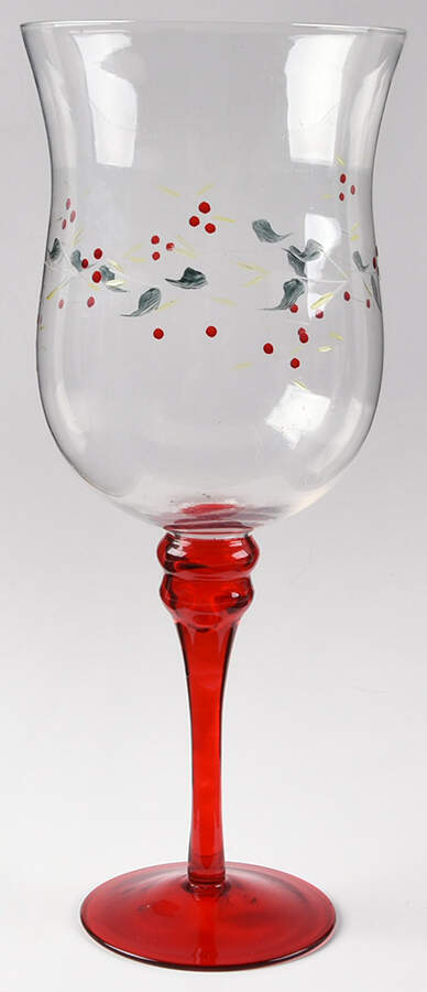 Festive Holly 1 Piece Glassware Hurricane Lamp by Gorham-1