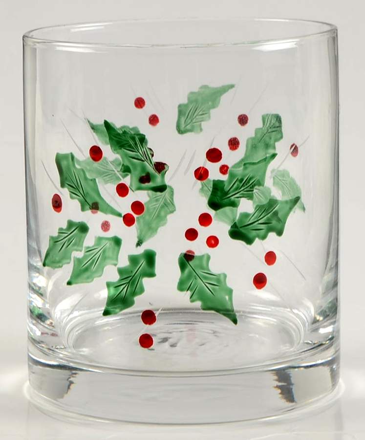 Festive Holly Glassware Double Old Fashioned by Gorham-1
