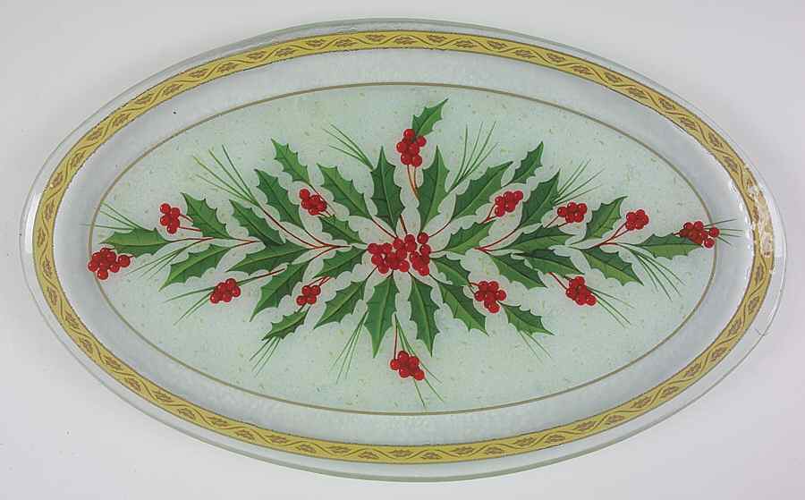 Festive Holly 18" Oval Glassware Platter by Gorham-1
