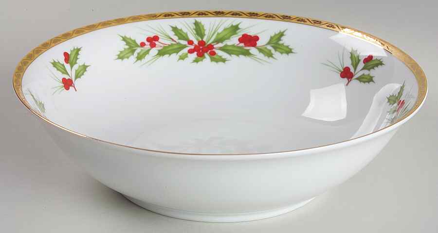 Festive Holly 9" Round Vegetable Bowl by Gorham-1