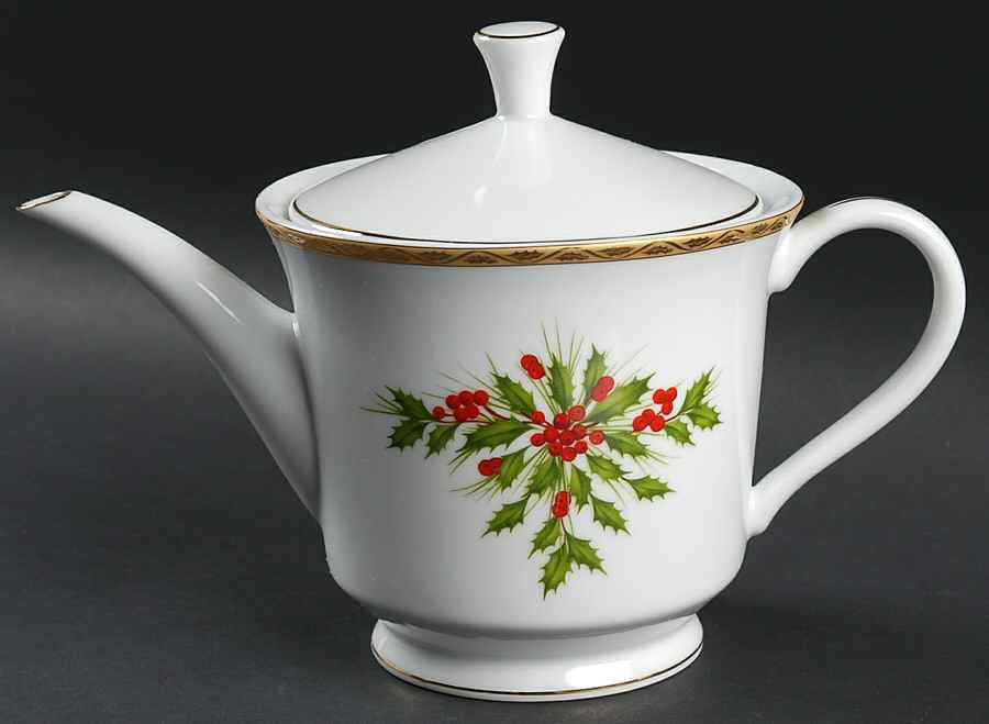 Festive Holly Teapot & Lid by Gorham-1