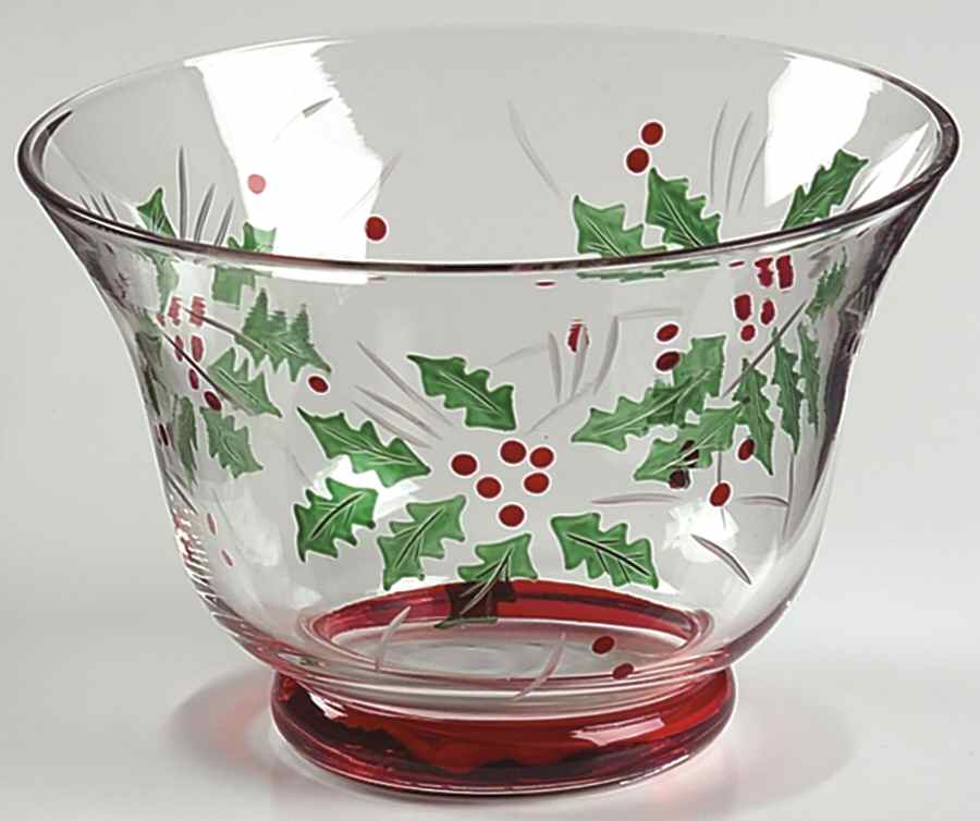 Festive Holly 5" Glass Candy Dish by Gorham-1
