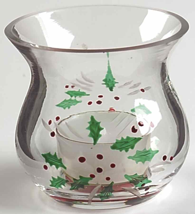 Festive Holly 3" Glass Votive Candleholder by Gorham-1