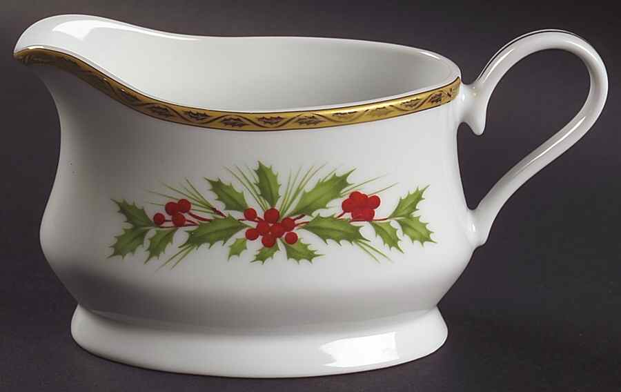 Festive Holly Gravy Boat by Gorham-1