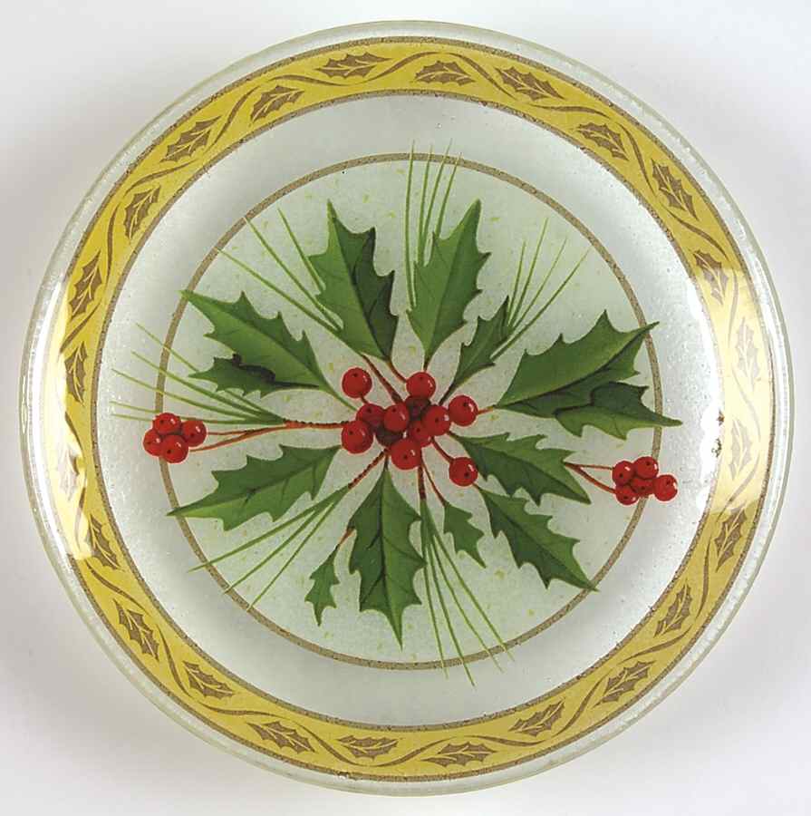 Festive Holly Glassware Dessert Plate by Gorham-1