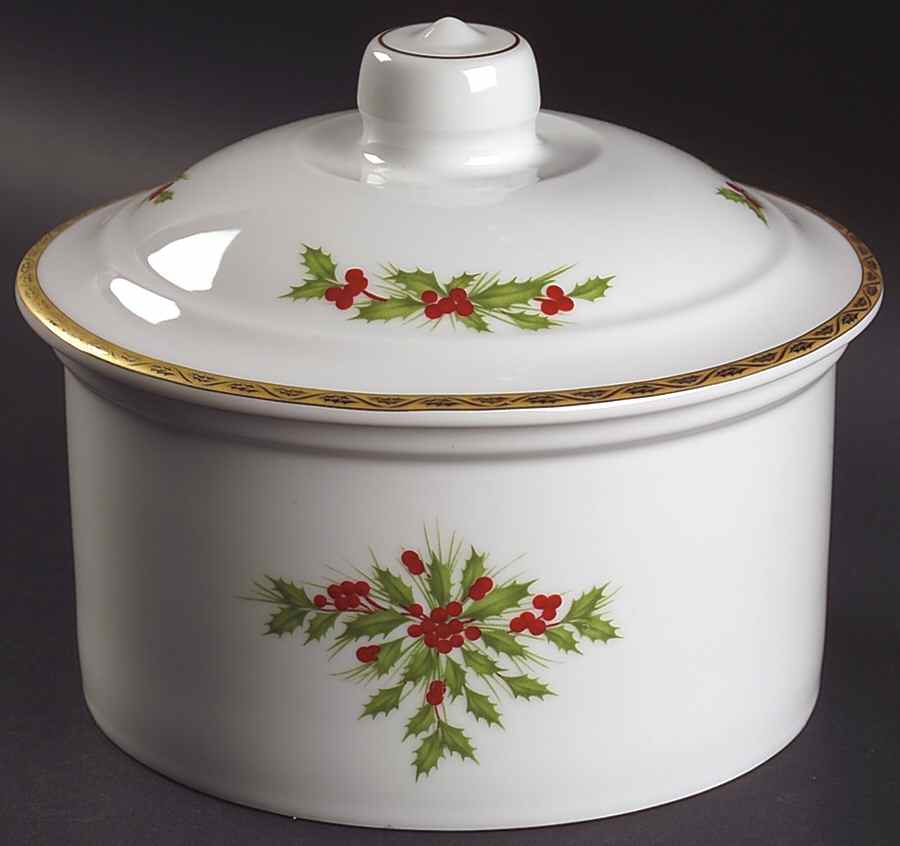 Festive Holly Treat Jar & Lid by Gorham-1