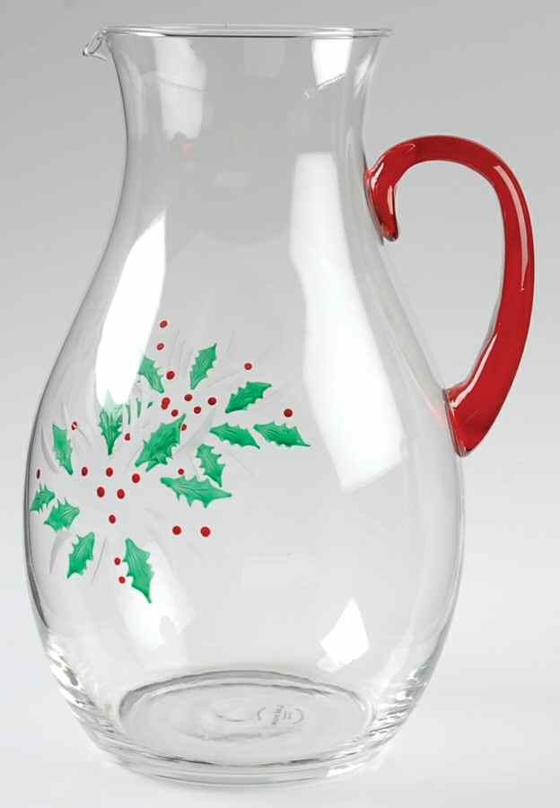 Festive Holly 96 Oz Glassware Pitcher by Gorham-1